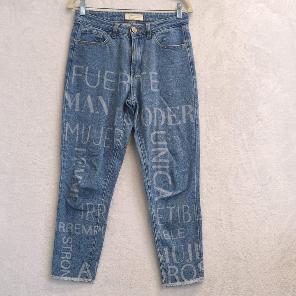 ARKITECT Women's Abstract Letters Print Mid Rise Jeans Size 8‎